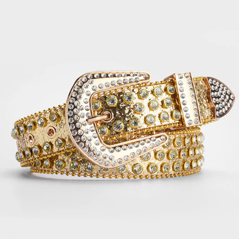 Shinning Rhinestone Crystal Studded Leather Belt - Image 6