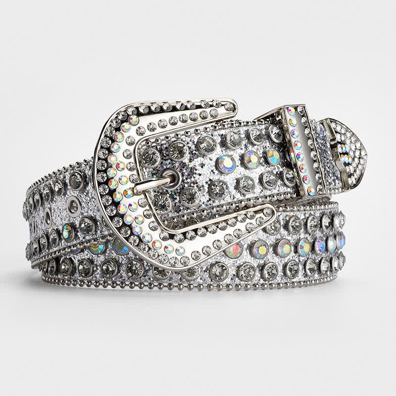 Shinning Rhinestone Crystal Studded Leather Belt - Image 8