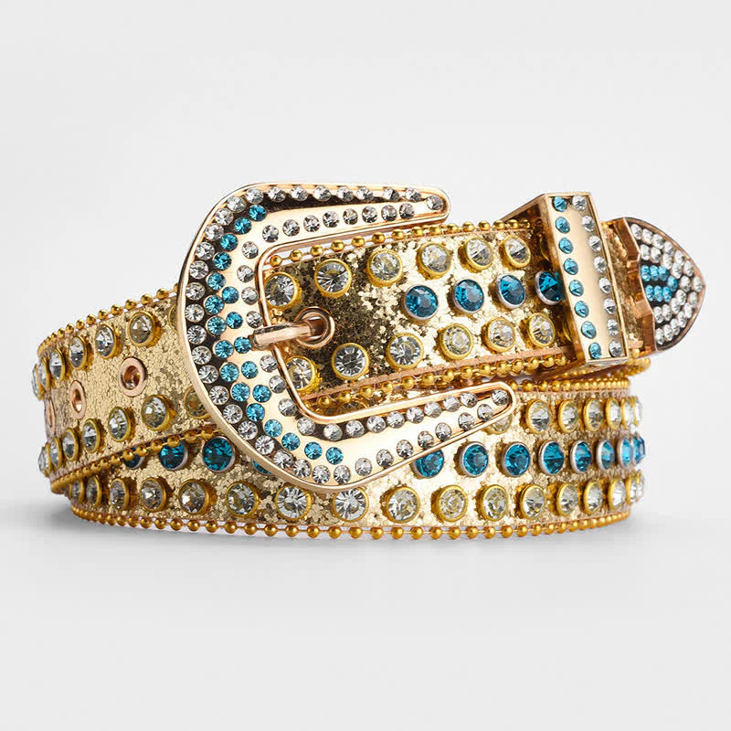 Shinning Rhinestone Crystal Studded Leather Belt - Image 9
