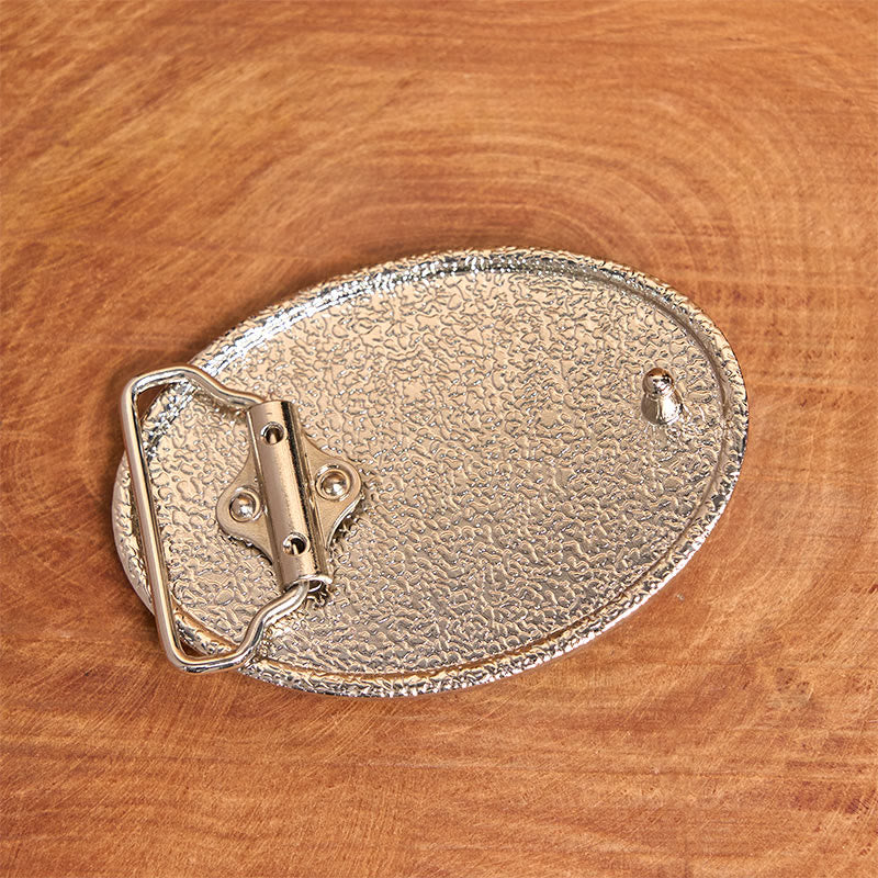 Silver Black Carved Shell DIY Buckle Leather Belt - Image 3