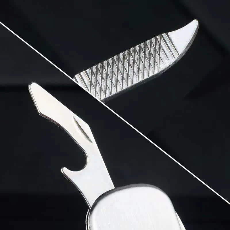 Silver Compact Folding Knife Keychain With Bottle Opener - Image 5