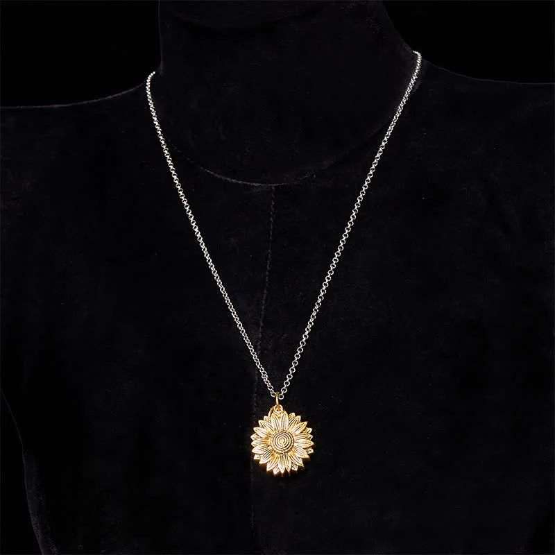 Silver DIY Sunflower Theme Hidden Knife Belt Buckle Necklace Bundle Set - Image 16