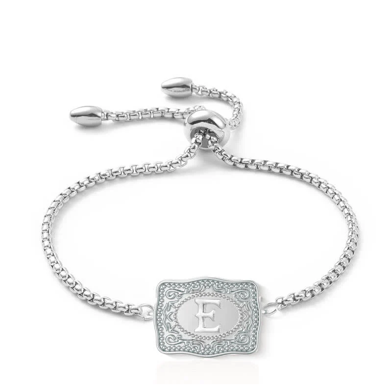 Silver Mini Embossed Initial Letter Bracelet - Image 5