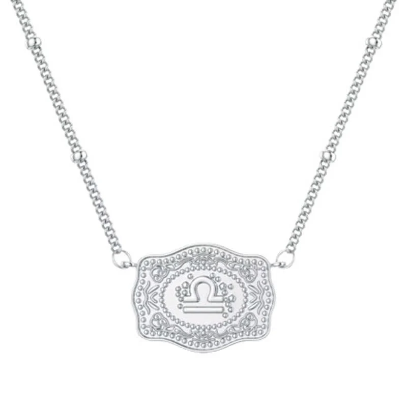 Silver Mini Embossed Twelve Zodiac Signs Necklace - Image 10