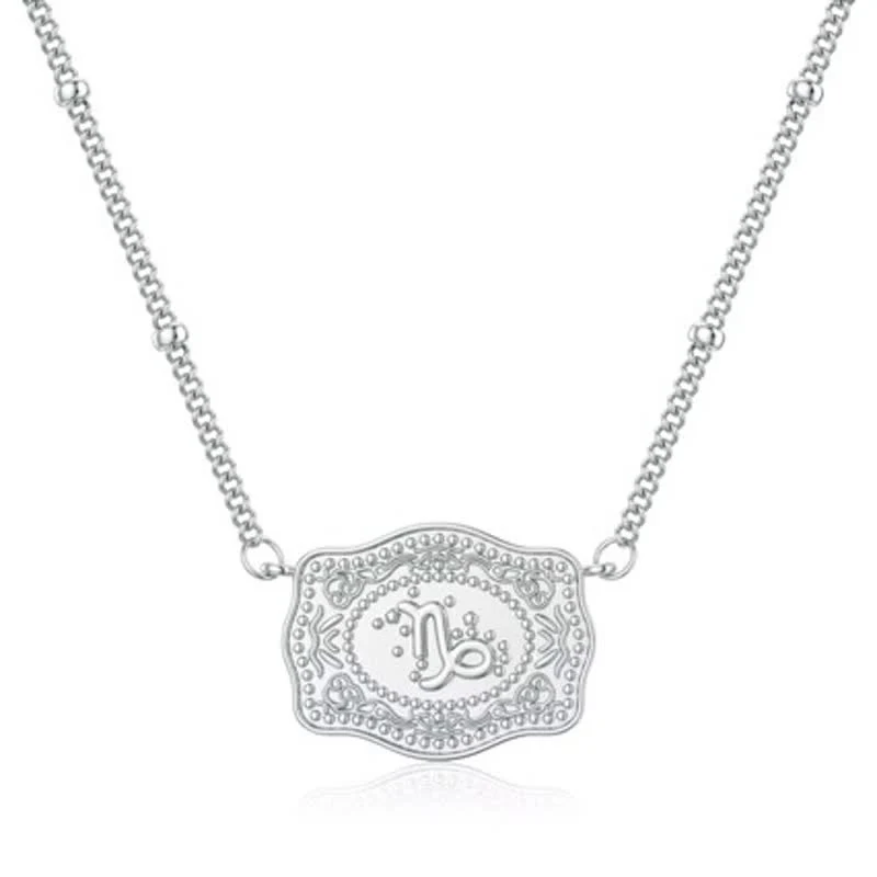 Silver Mini Embossed Twelve Zodiac Signs Necklace - Image 11