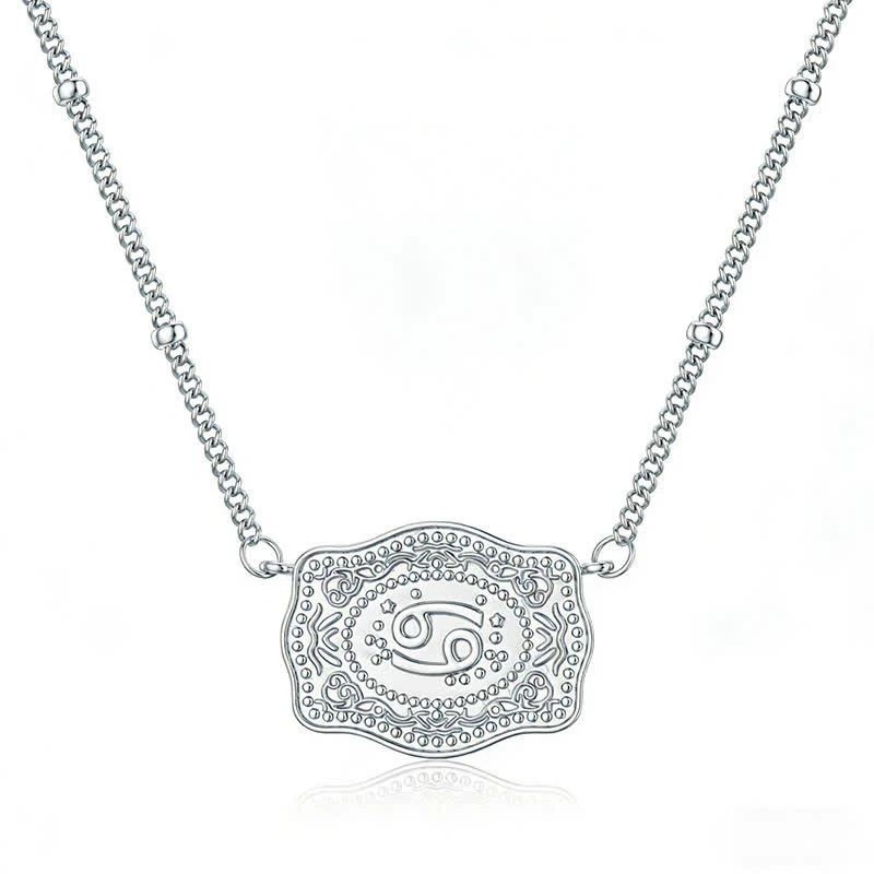 Silver Mini Embossed Twelve Zodiac Signs Necklace - Image 4