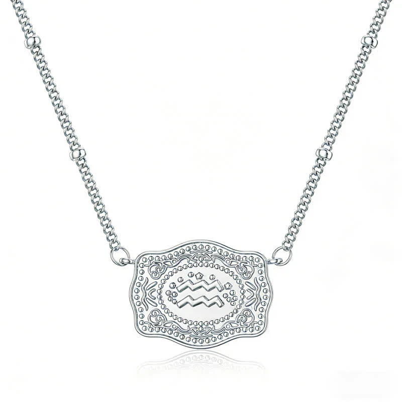 Silver Mini Embossed Twelve Zodiac Signs Necklace - Image 6