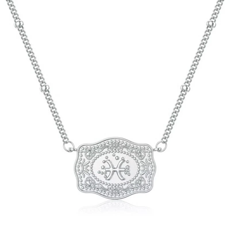 Silver Mini Embossed Twelve Zodiac Signs Necklace - Image 8