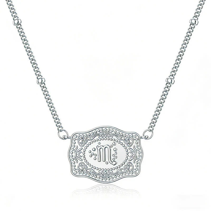 Silver Mini Embossed Twelve Zodiac Signs Necklace - Image 9