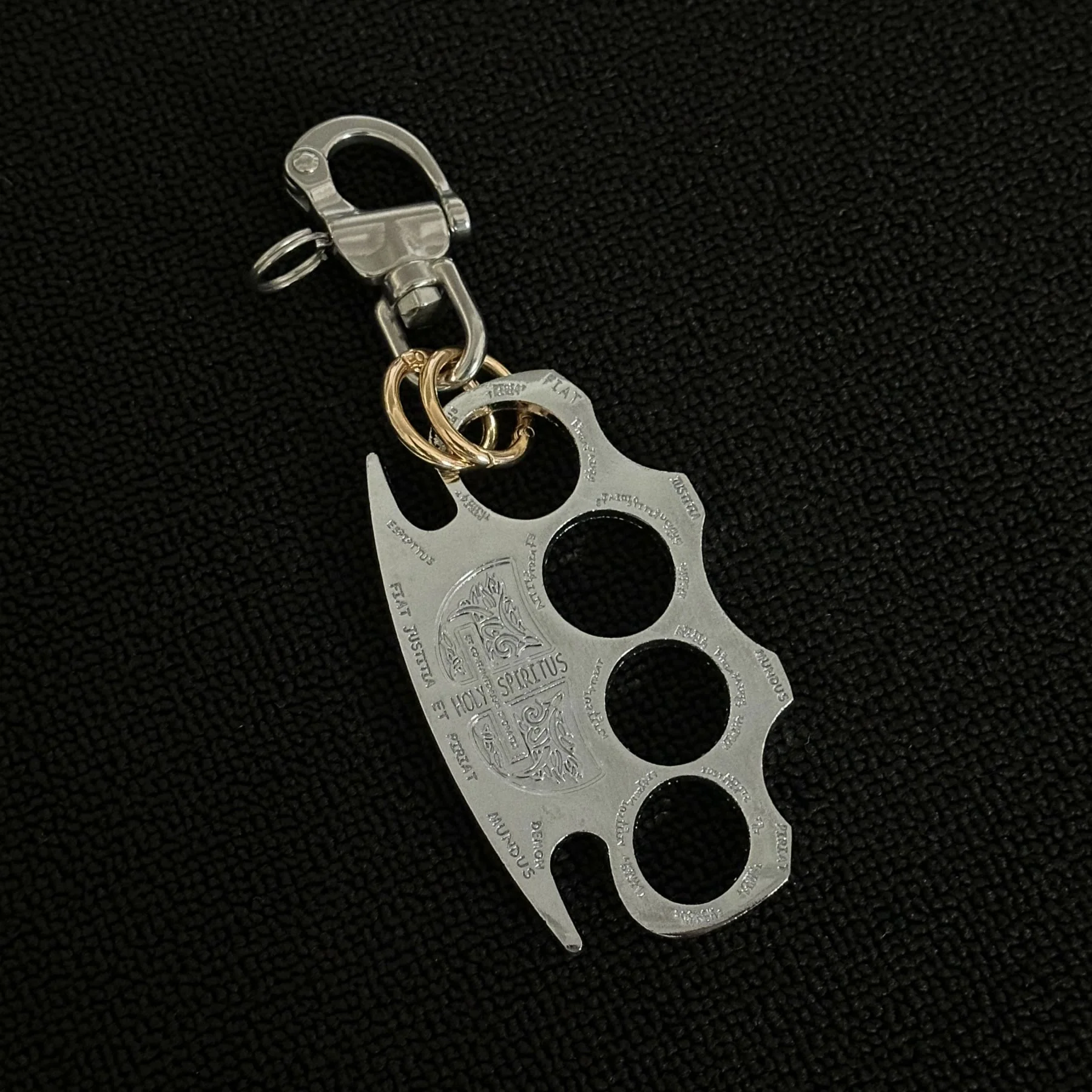 Silver Self-defense Knuckle Duster Double Ring Keychain - Image 3