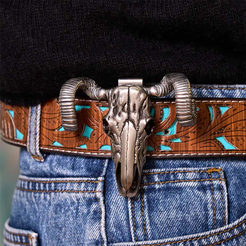 Silver Skull Sheep D2 Stainless Steel  Knife Pendant Belt Buckle (Pre-Sale) - Image 3
