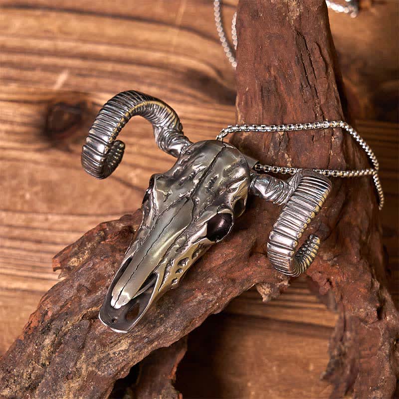 Silver Skull Sheep D2 Stainless Steel  Knife Pendant Belt Buckle (Pre-Sale) - Image 4