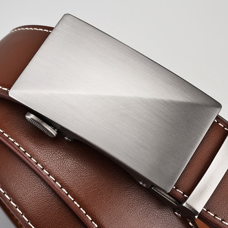 Simple Brown Business Gentleman Automatic Buckle Leather Belt - Image 8