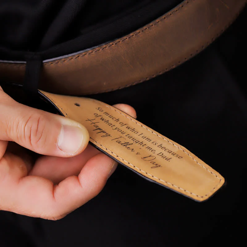 Simple Personalized Engraved Tip Custom Leather Belt
