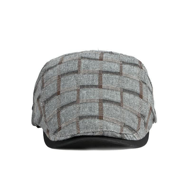 Simple Plaid Pattern Contrast Color Beret Hat - Image 2
