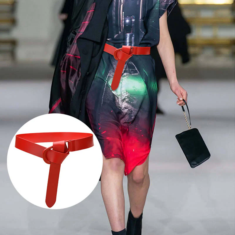 Simple Wide Waist Belt For Women Leather Knot Belt - Image 4