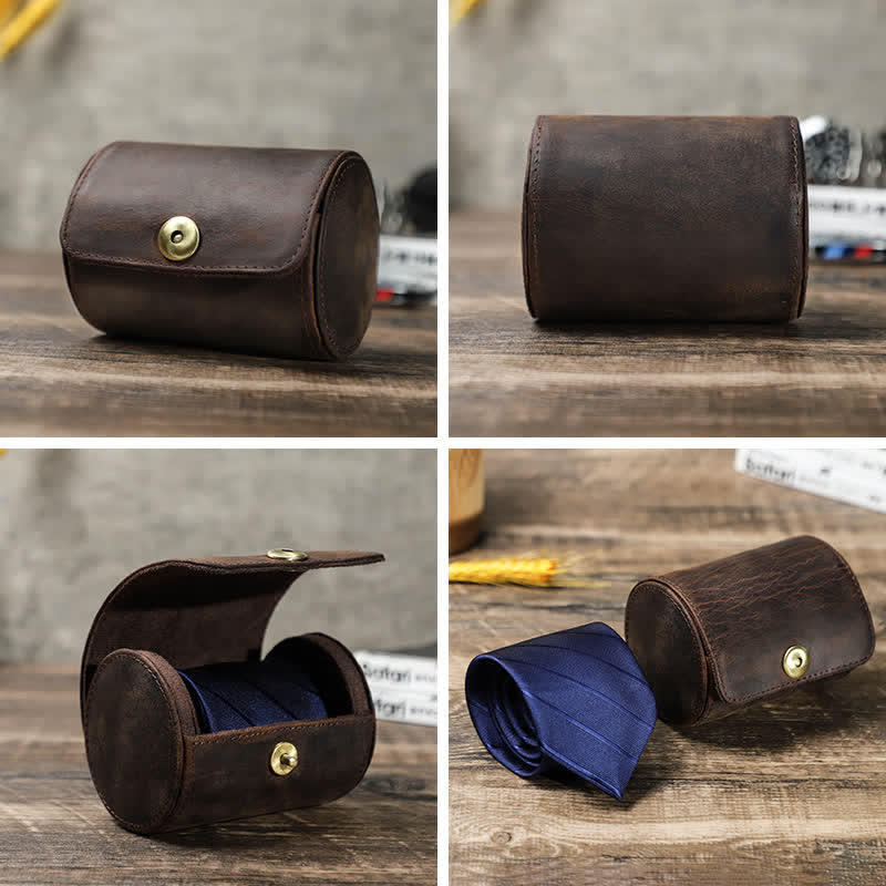 Single Necktie Retro Box Genuine Leather Case - Image 3