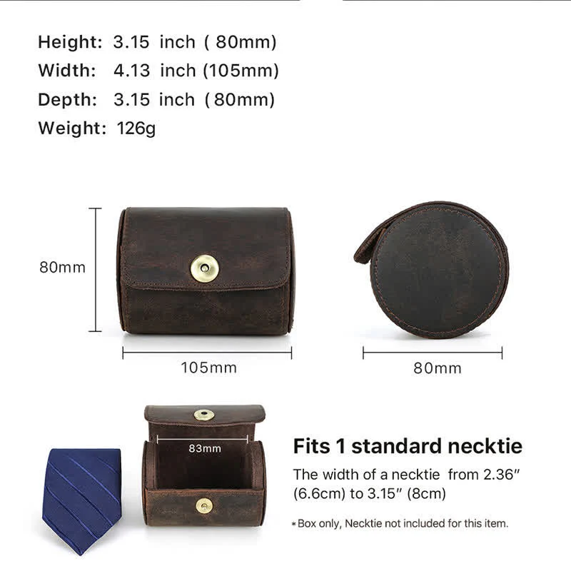 Single Necktie Retro Box Genuine Leather Case - Image 6