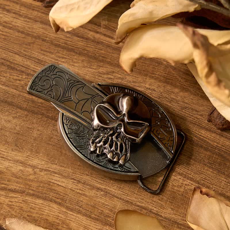 Skull DIY Hidden Knife Belt Buckle Longhorn Pendant Cow Bolo Tie Bundle Set - Image 3