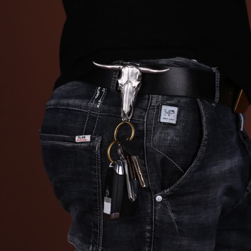 Skull DIY Hidden Knife Belt Buckle Longhorn Pendant Cow Bolo Tie Bundle Set - Image 7