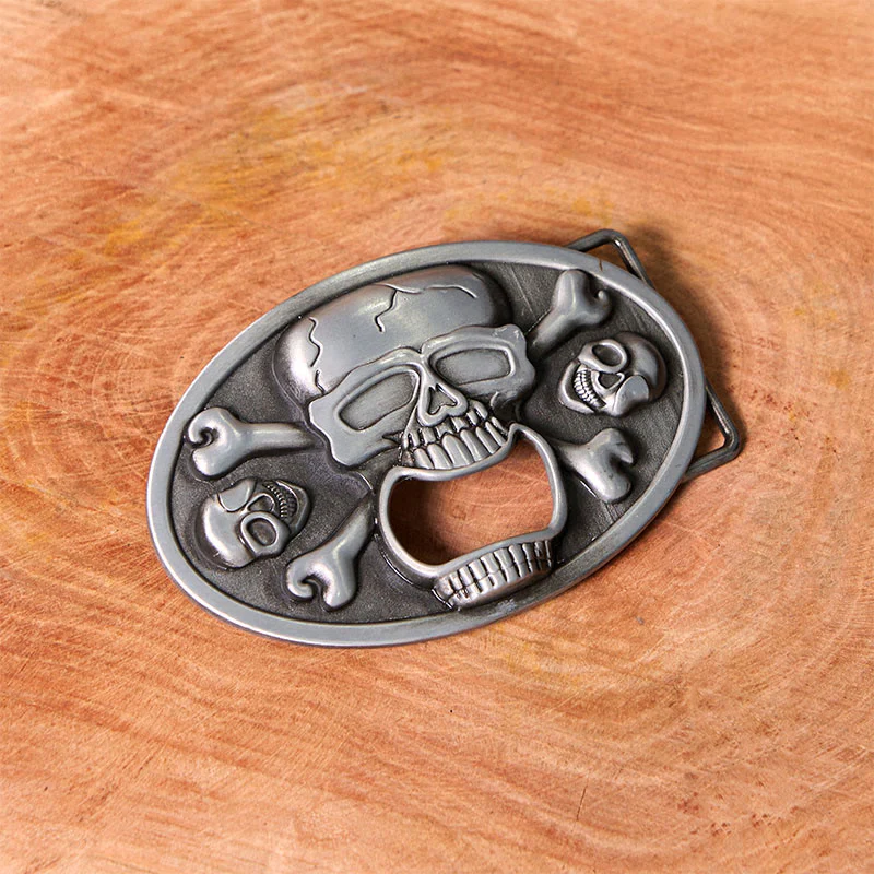 Skull With Bottle Opener DIY Western Buckle Leather Belt - Image 2