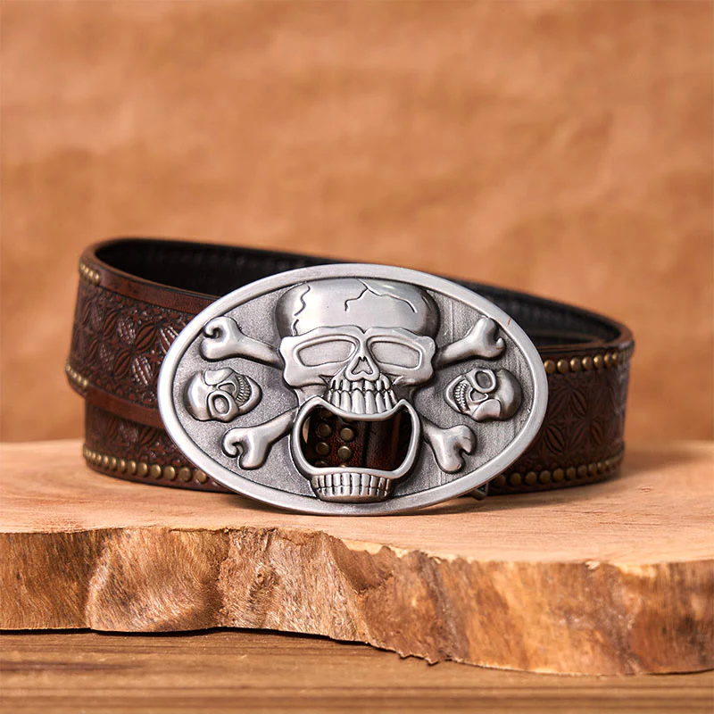 Skull With Bottle Opener DIY Western Buckle Leather Belt - Image 5