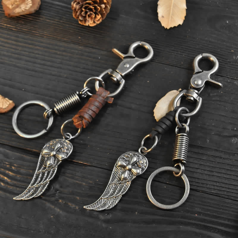 Small Cross Angel Wings Ornaments Leather Keychain - Image 3
