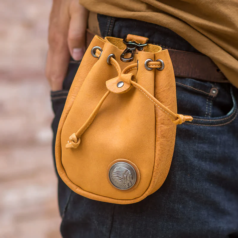 Small Wallet Coin Purse Drawstring Leather Belt Bag - Image 13