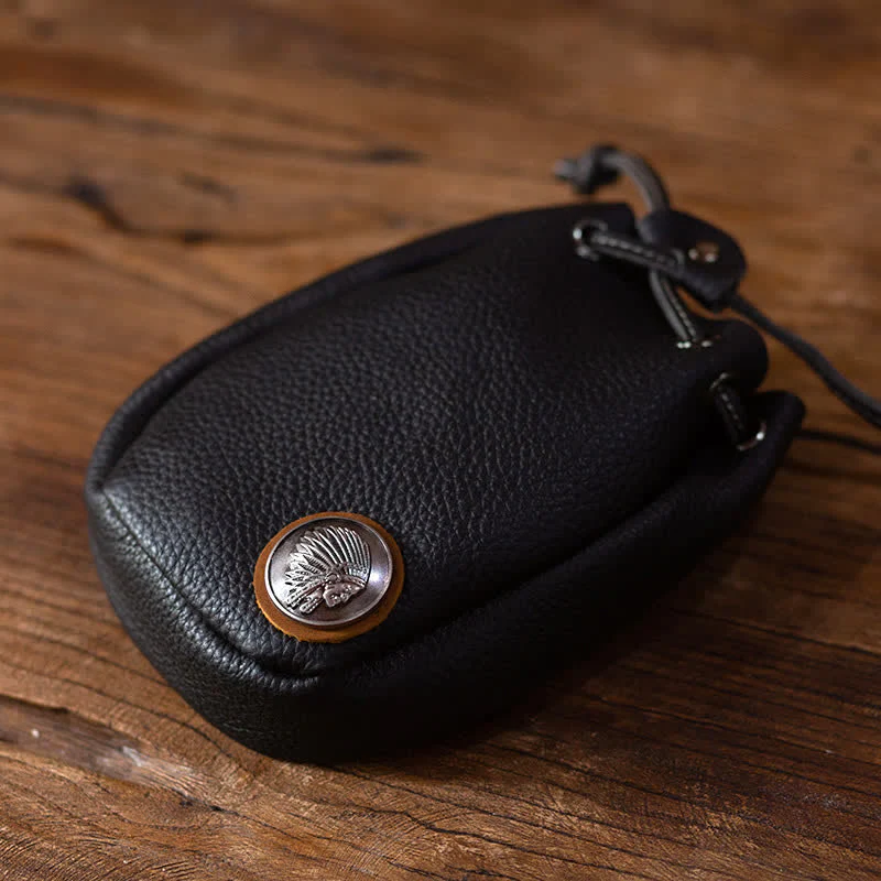 Small Wallet Coin Purse Drawstring Leather Belt Bag - Image 19