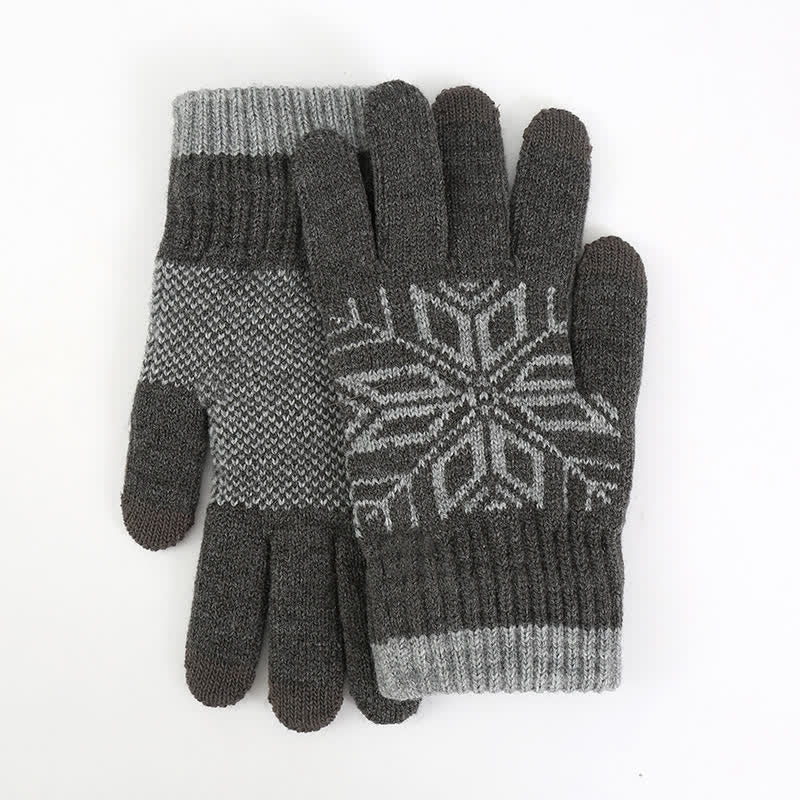 Snowflake Pattern Winter Thicken Knitted Gloves - Image 10