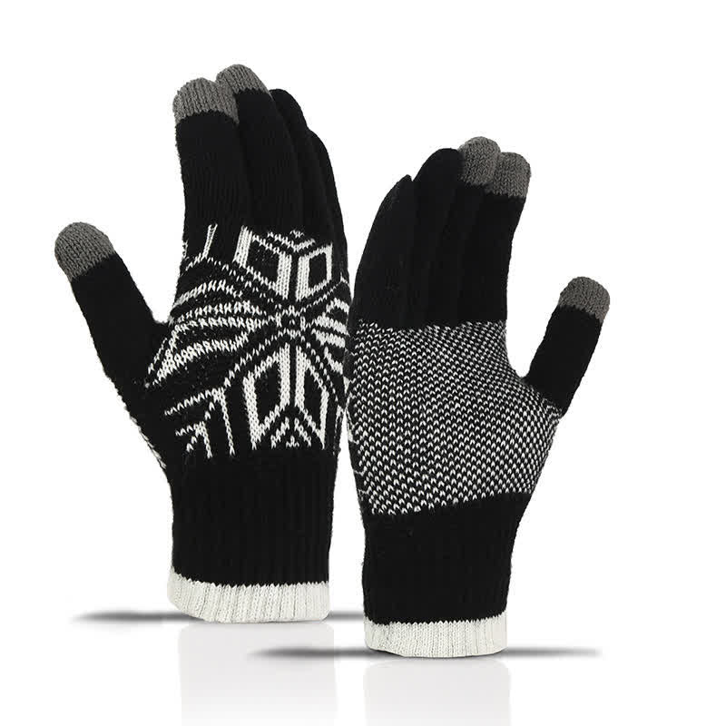 Snowflake Pattern Winter Thicken Knitted Gloves - Image 12