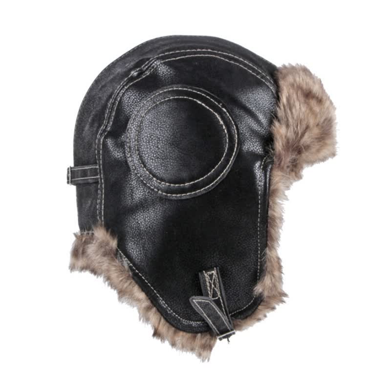 Soft Fluffy Ear Protection Imitation Leather Trapper Hat - Image 3