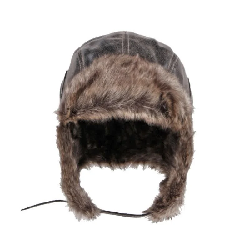Soft Fluffy Ear Protection Imitation Leather Trapper Hat - Image 6
