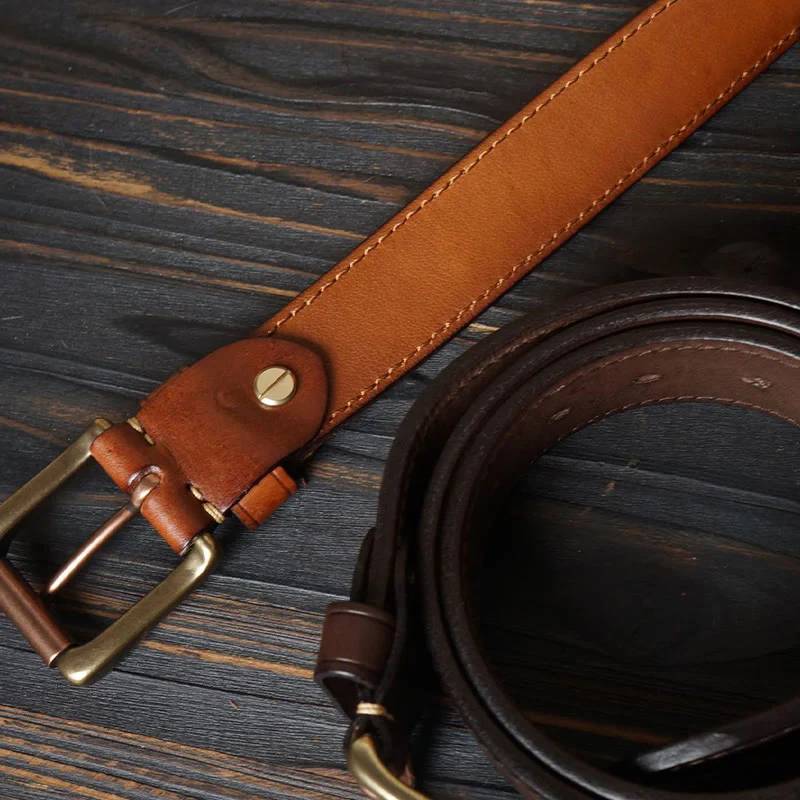 Solid Brass Buckle Western Embossed Flower Leather Belt - Image 6