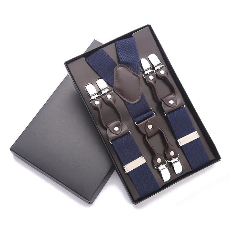 Solid Color 6-Clips Adjustable Suspenders - Image 6