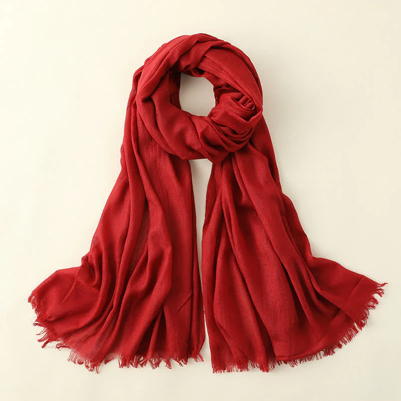 Solid Color Crinkle Travel Wrap Thin Summer Scarf - Image 16