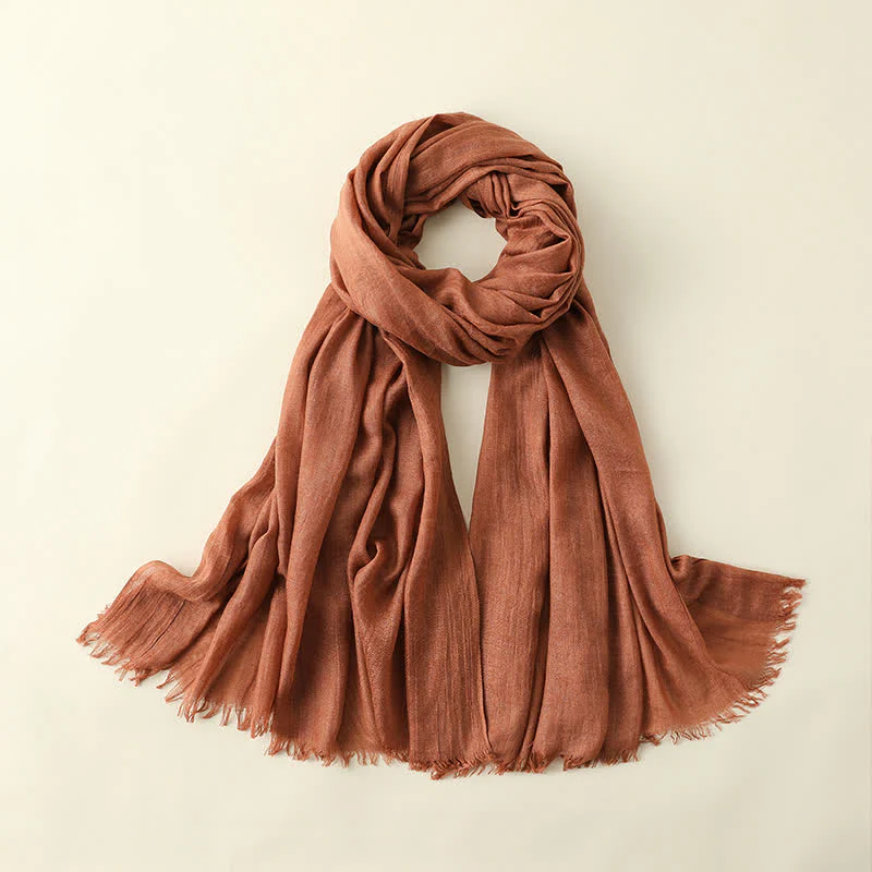 Solid Color Crinkle Travel Wrap Thin Summer Scarf - Image 19