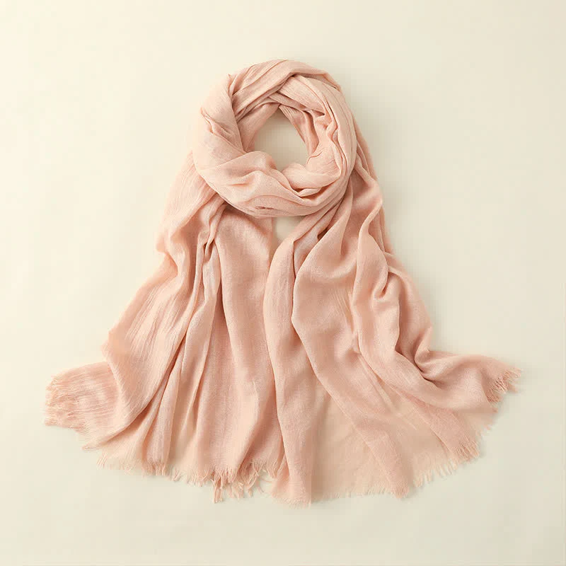 Solid Color Crinkle Travel Wrap Thin Summer Scarf - Image 27
