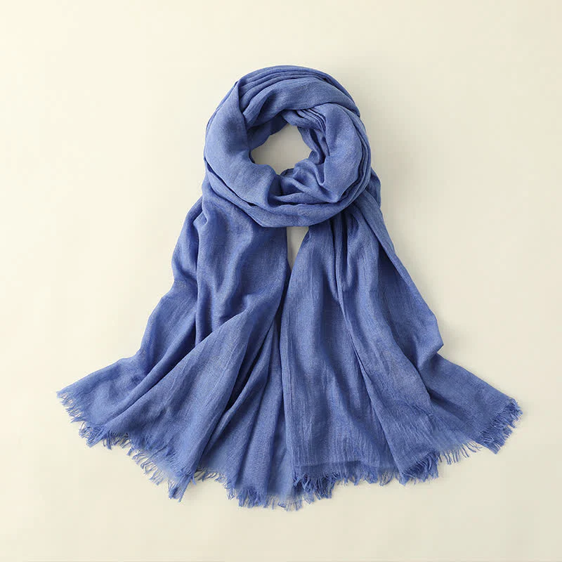 Solid Color Crinkle Travel Wrap Thin Summer Scarf - Image 28