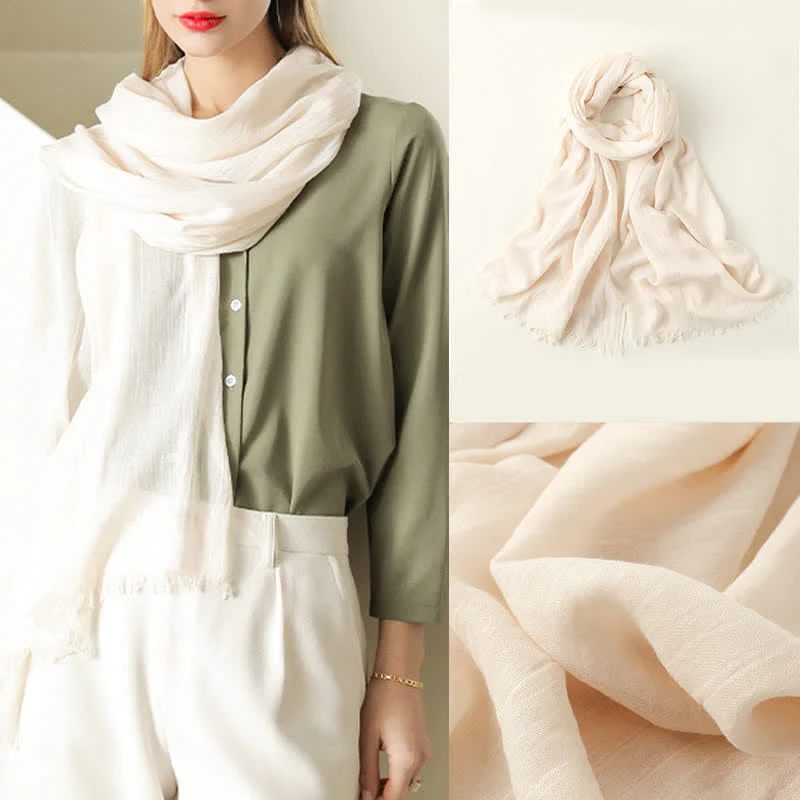 Solid Color Crinkle Travel Wrap Thin Summer Scarf - Image 3