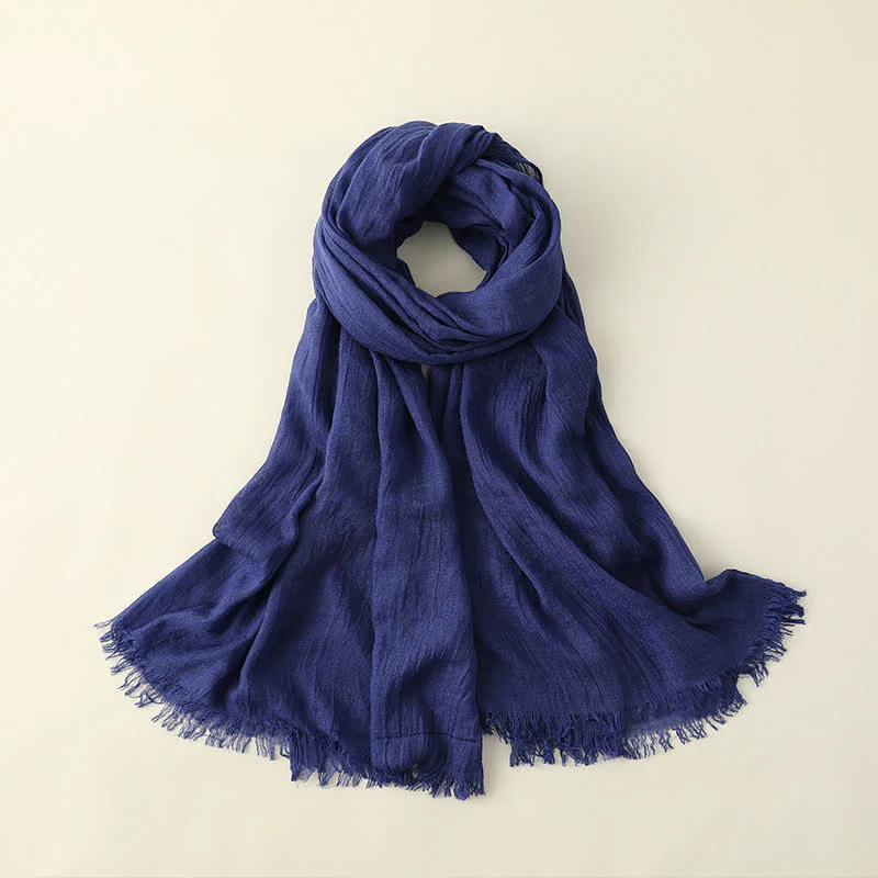 Solid Color Crinkle Travel Wrap Thin Summer Scarf - Image 30