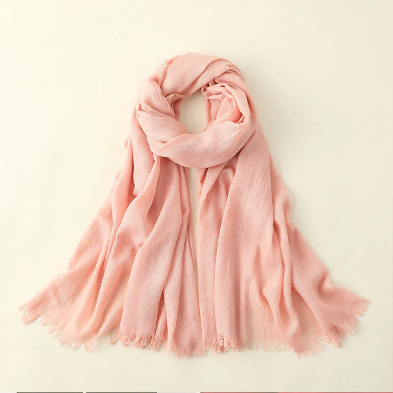 Solid Color Crinkle Travel Wrap Thin Summer Scarf - Image 33