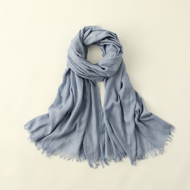 Solid Color Crinkle Travel Wrap Thin Summer Scarf - Image 35
