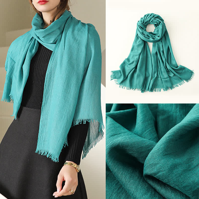 Solid Color Crinkle Travel Wrap Thin Summer Scarf - Image 5