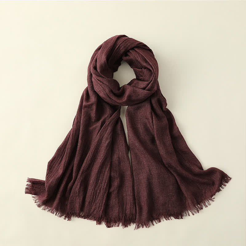 Solid Color Crinkle Travel Wrap Thin Summer Scarf - Image 6