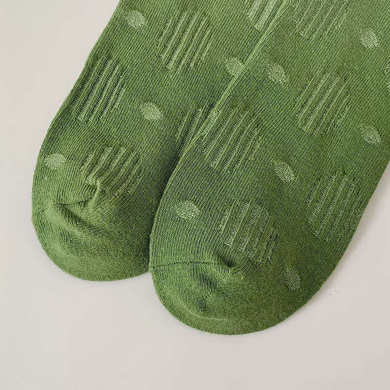 Solid Color Dotted Classic Cotton Crew Socks - Image 11