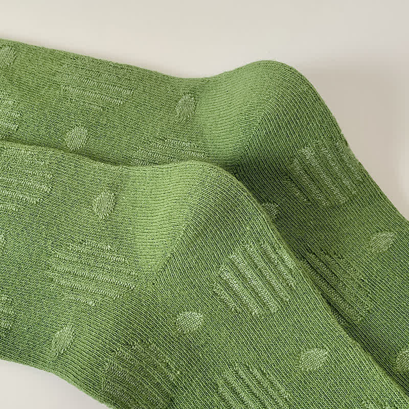 Solid Color Dotted Classic Cotton Crew Socks - Image 12