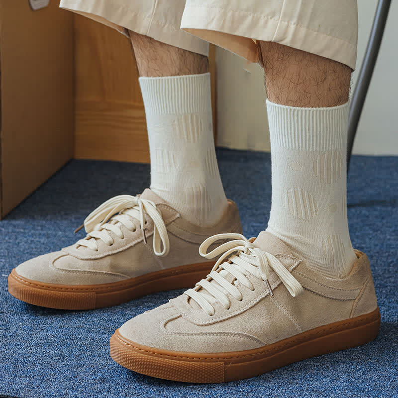 Solid Color Dotted Classic Cotton Crew Socks - Image 17