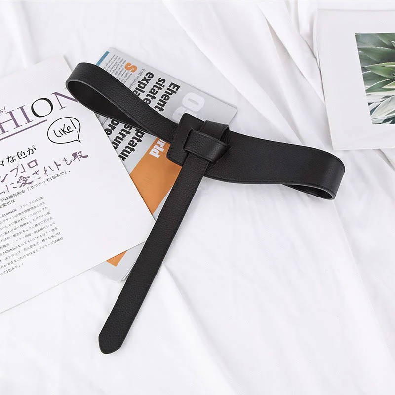 Solid Color Knot Belt Women's Dress Leather Belt - Image 6