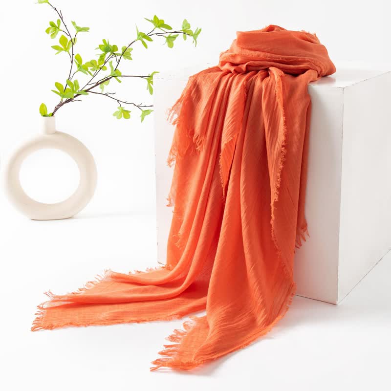 Solid Color Short Tassels Soft Thin Summer Scarf - Image 51